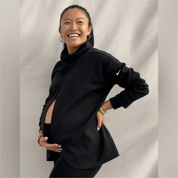 Nike Tops - Nike Dri-Fit Maternity Sweatshirt Womens Small Black Pullover Split Front Sporty